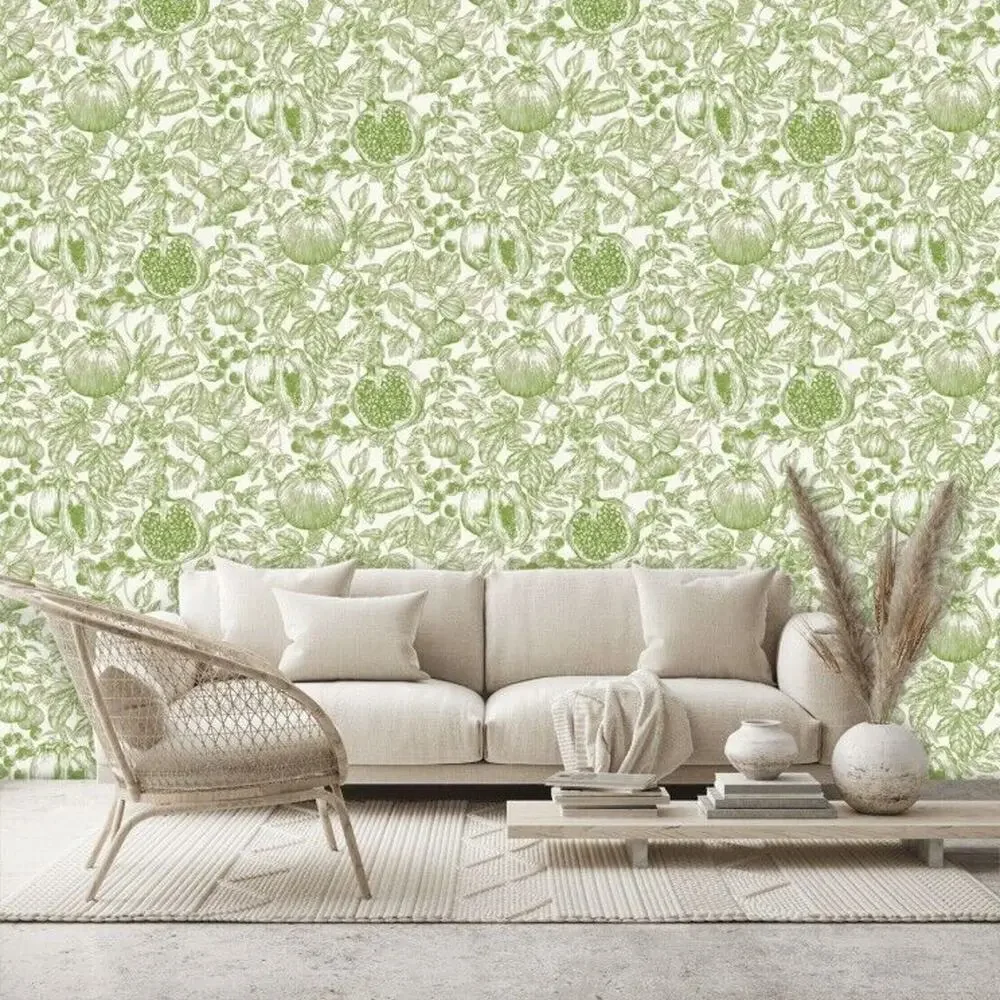 Harlequin Non Woven Wallcovering‎ Wallpaper Melograno 10 M x 52 CM Green Fruits